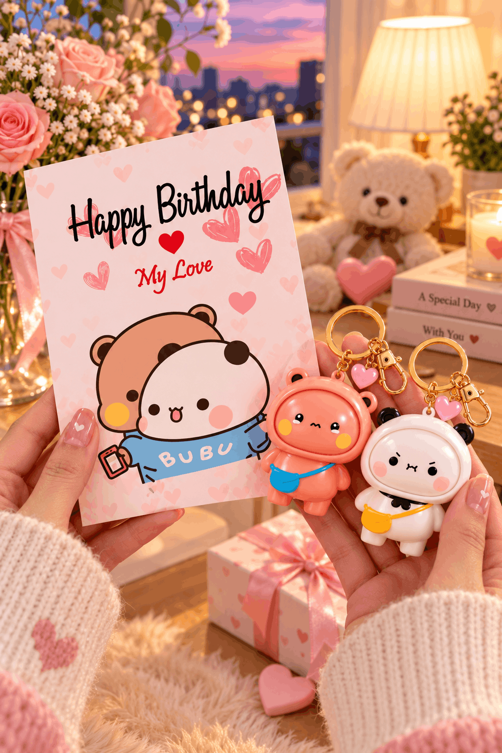 Bubu Dudu Greeting Card with Keychain