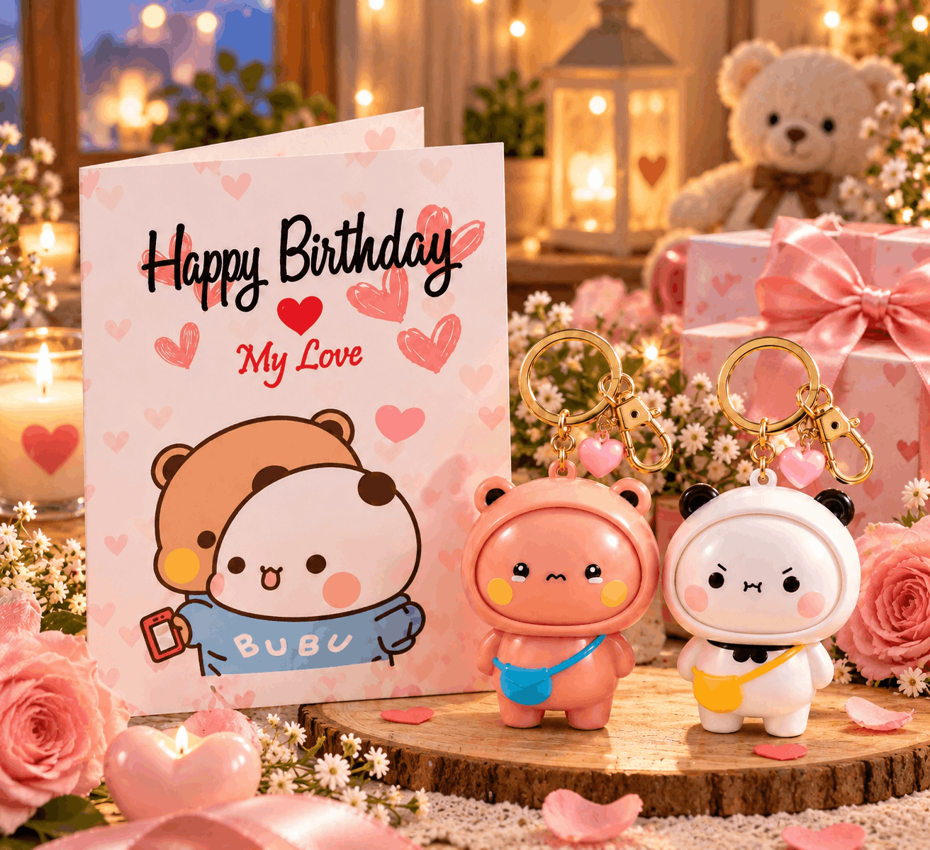 Bubu Dudu Greeting Card with Keychain