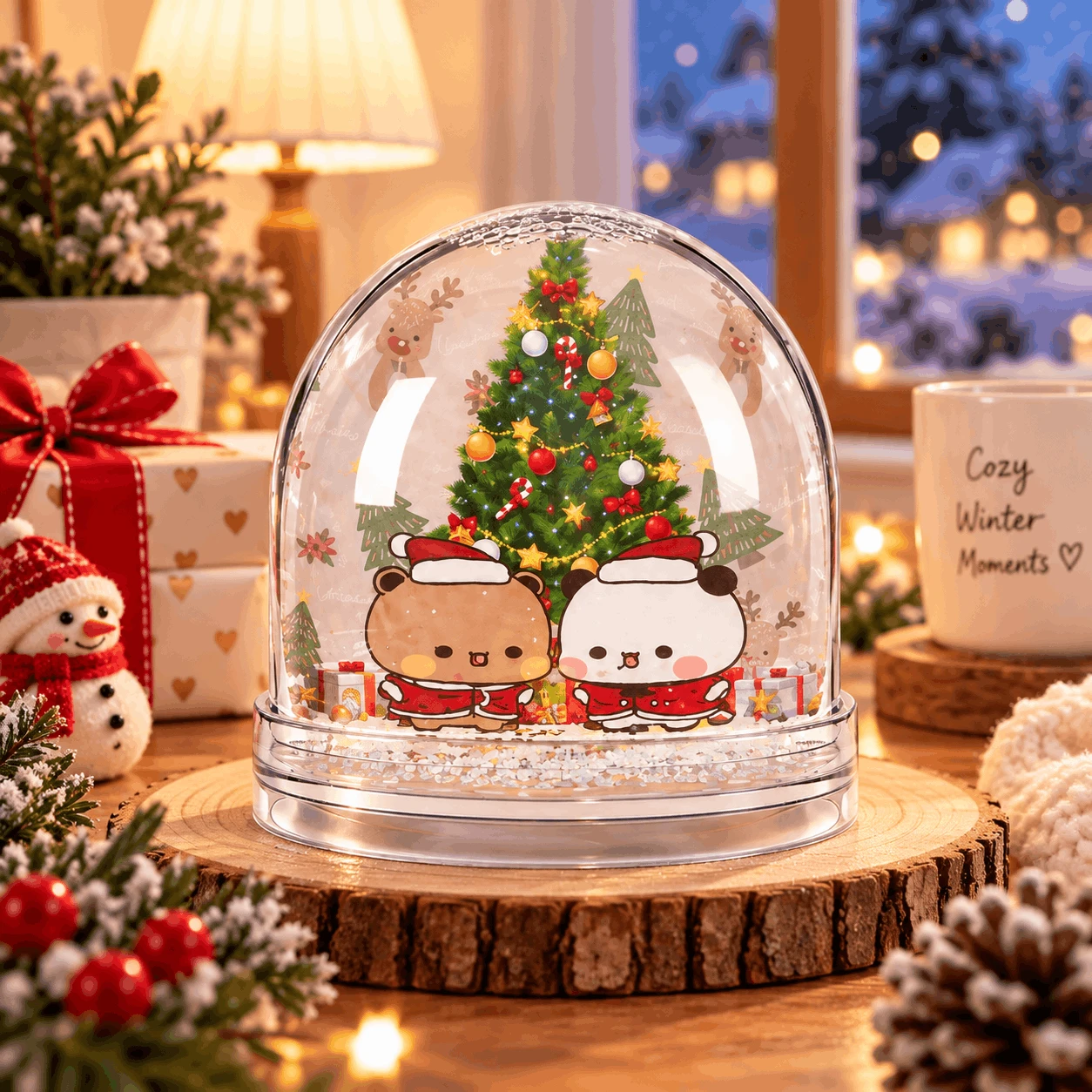 Cozy Christmas Snow Globe Vignette (1) Bubu Dudu Christmas Snow Globe