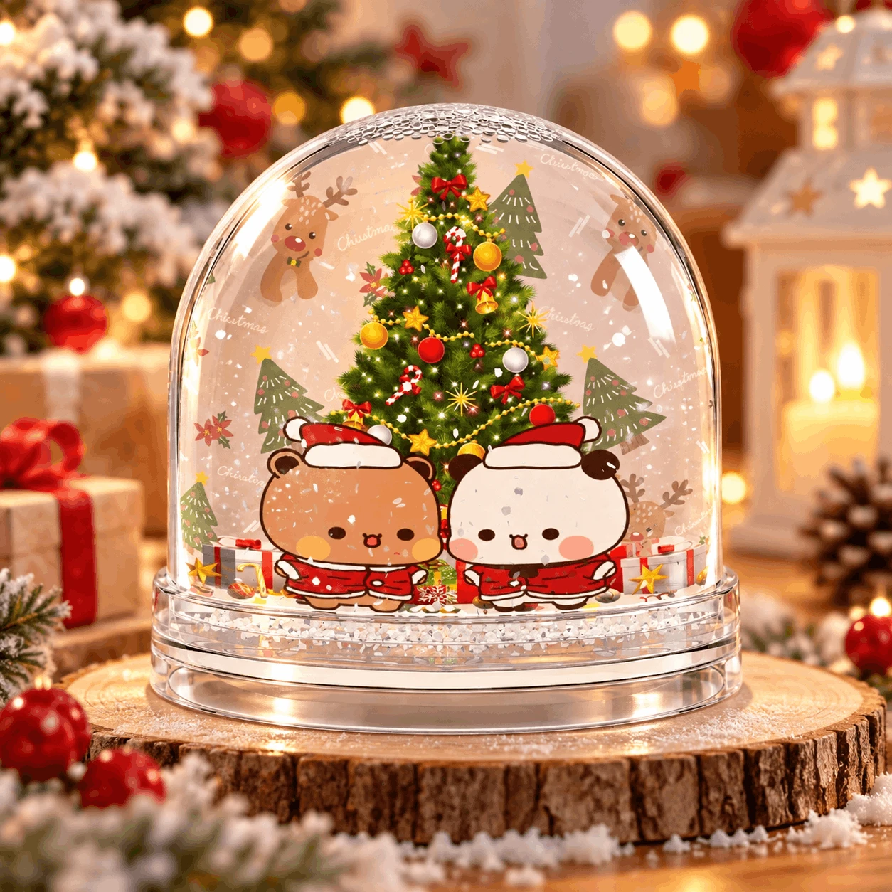Festive Kawaii Christmas Snow Globe (1) (1) Bubu Dudu Christmas Snow Globe