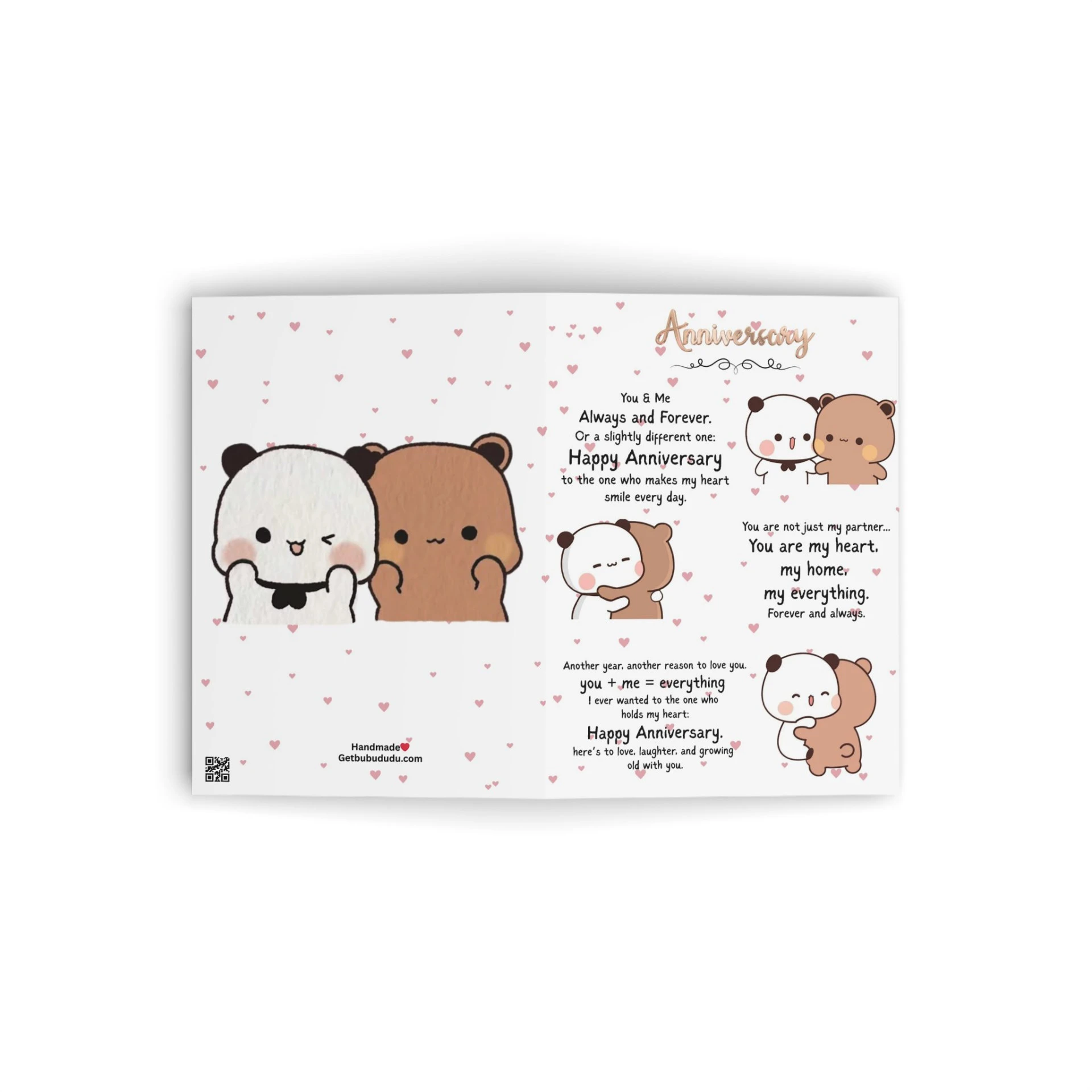 Open Cover, 6.9_ x 4 Bubu Dudu happy anniversary card